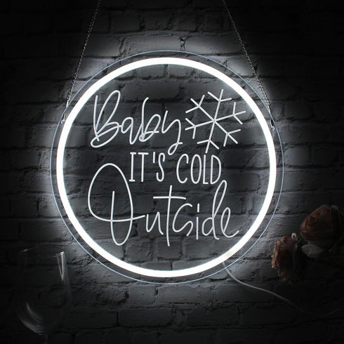 Baby It's Cold Outside Neon Sign For Winter Window Decor Led Baby Letters Neon Light Hanging Acrylic Night Light