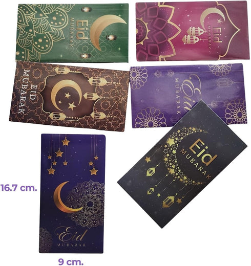 Pack 6 6 AMN-456 Set 3) Islam Money Envelopes with Styles Eid Mubarak Arabic Calligraphy Cash Holder for Kids Muslim