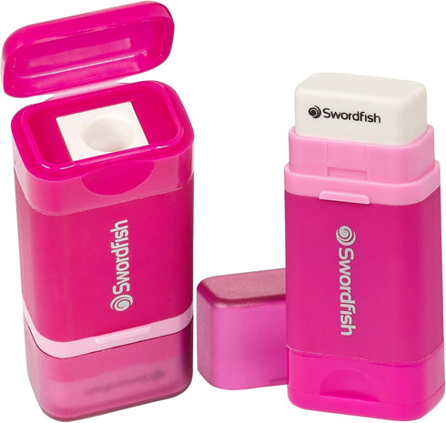 Swordfish “Combo” Pencil Sharpener and Eraser – Pink