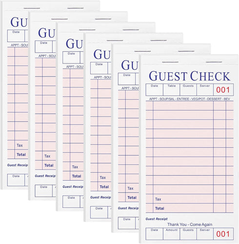 XKDOUS 6 Pack Pink Server Books, Server Note Pads, Guest Check Books