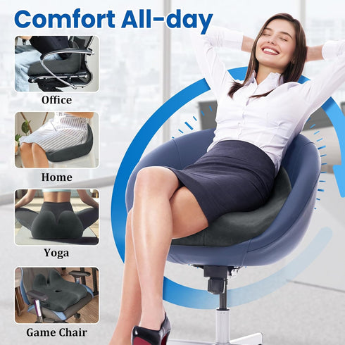 Tailbone CushZone Seat Cushion, Memory Foam Office Chair Seat Cushion for Office Chairs/Car/Long Trip/Desk