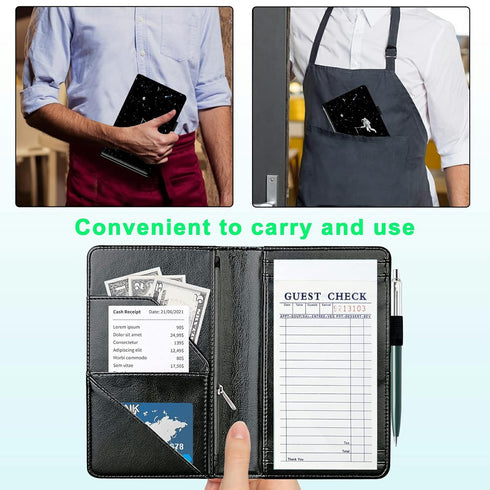 JANENFNA 7 Server Books for Waitress, with Large Pockets, Waiter Serving Book, Waitstaff Server Order Pads, Cute PU