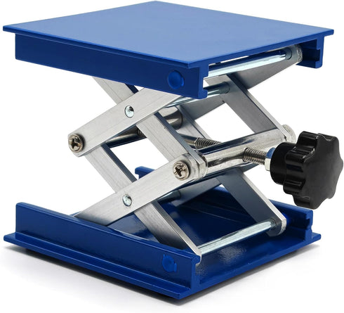 Lab Jack Stand Platform, Mini Scissor Lift 4" x 4", Aluminum Blue, Max. Support 5KG, 145mm Height