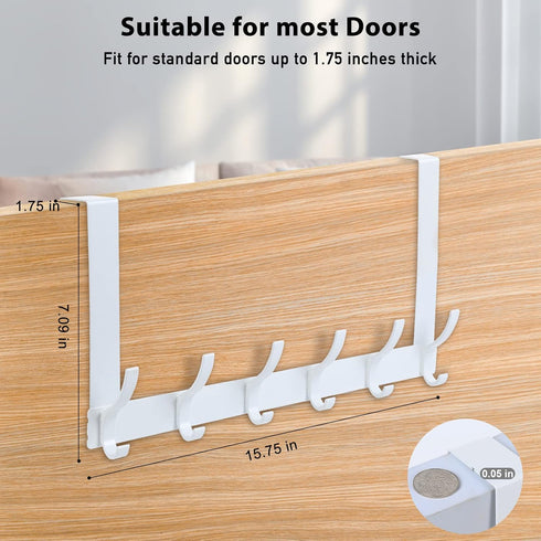 Over The Door Hooks, 2 Pack Hanger Hooks for Hanging, Towel Racks for Bathroom with 12 Coat Hooks