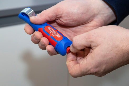 WEICON Cable Stripper No. 8-27, Multi Stripping Knife with Adjustable Cutting Depth for Common Round Cables