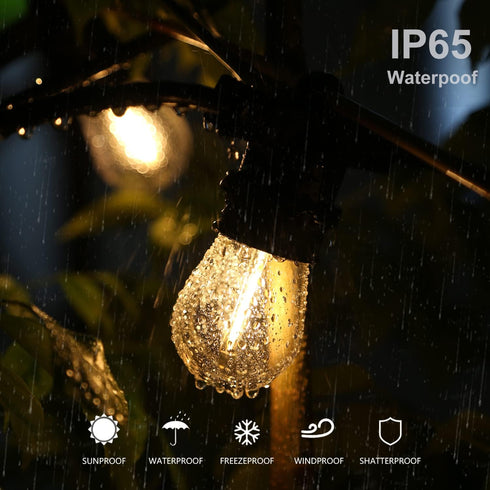 Shatterproof & Waterproof S14 LED Bulbs, Warm White 2200K, 70LM, E26 Base, 120V, 15 Pack Replacement Patio Lights