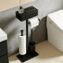 AIGOTSUKI 7 Freestanding Toilet Paper Holder Stand with Shelf for Rolls, Free Standing Black Toilet Paper Roll Holder