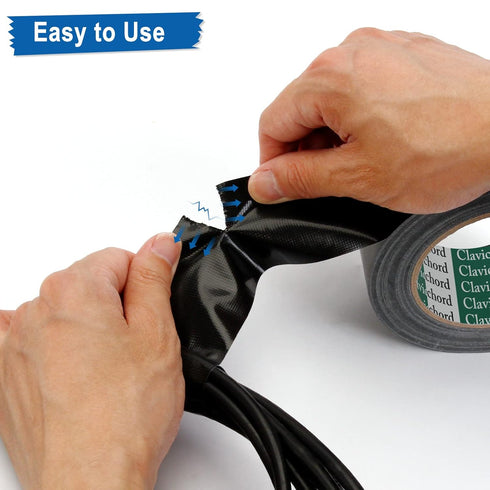 CLAVICHORD Black Duct Tape Heavy Duty - 3 Rolls Total 105 YDS Waterproof Backing for Home Repairs