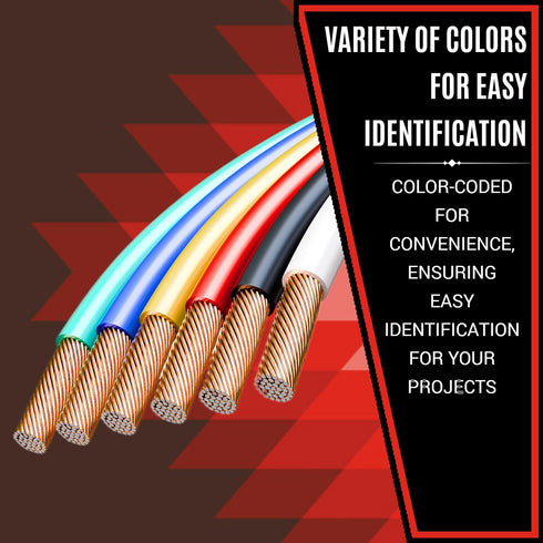 16 6 Pack (600ft 100ft 12V Gauge Wire Combo Total) Per Roll, Low Voltage Automotive and Electrical Cable, Copper Clad