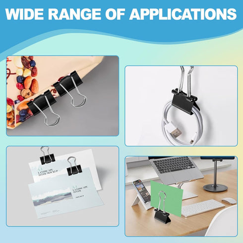 Small Binder Clips, 120 Pack, 3/4 Inch Width, Black Binder Clips, Mini Paper Clamps for Office Supplies