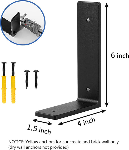 Picesa 6"x 4"Shelf Joint,Pack 4 Brackets,L Shelf Brackets, die-cast Formation, Vertical Angle, Premium Alloy Metal