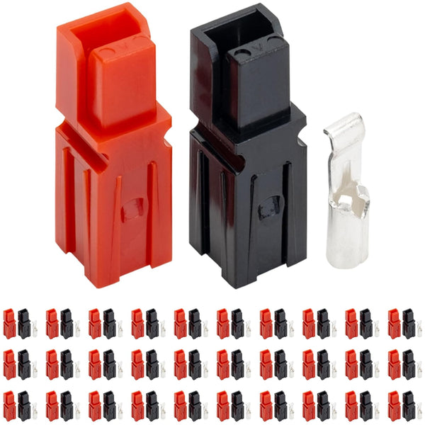 BlueStars 30 PCS Powerpole Connectors, Quick Disconnect Assortment Kit, Red, Black & Silver Housing, AWG 12-16