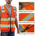 Reflective Safety Vest, Orange Mesh, High Visibility with Pockets and Zipper, Padded Neck, ANSI Class 2, Orange with