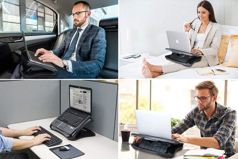 Laptop Lap Pad with Attached Mouse Pad & USB Cooling Fan - Non-Slip Heat Shield Stand