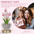 4 16 Tulip Table Lamp, Modes Color Changing Acrylic Crystal Night Light with Remote, Rechargeable Touch Artificial