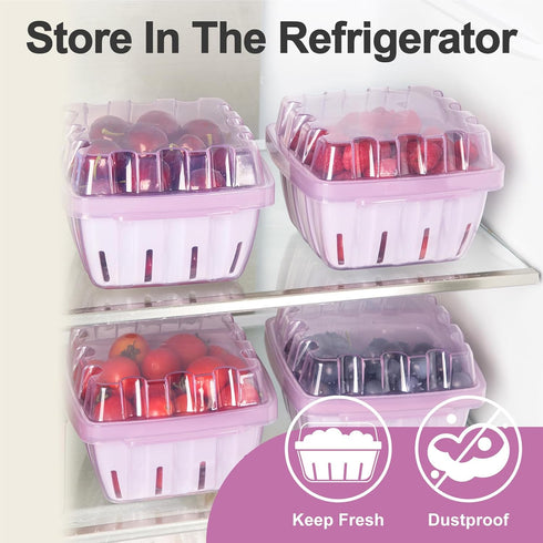 3-in-1 1 Berry Basket, Berry Keeper Box, Quart Vented Plastic Berry Containers for Fridge, Fruit Colander