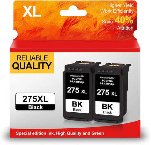 PG-275XL Black Ink Cartridges Combo Pack Remanufactured for Canon 275 XL PG-275 High Yield for PIXMA TS3500 TS3520