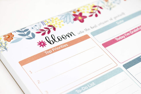 bloom daily planners Daily Planning System, Undated Checklist Notepad Organizer, Tear Off to-Do Pad - 6" x 9" (Floral