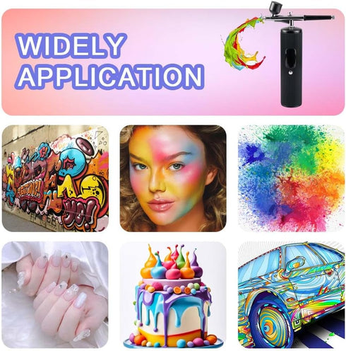 WRDOFH 48PSI 0.3mm Nozzle 4000mAh High-Pressure Airbrush Kit with Compressor, & Battery - Handheld Portable Spray Gun