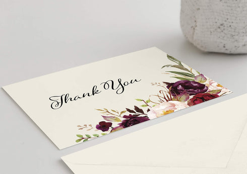 MPC Brands (50, Funeral Thank You Cards - Sympathy Bereavement Thank You Cards With Envelopes - Message Inside Rose)