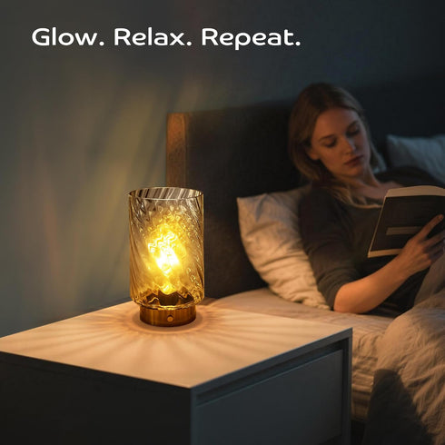 Dimming LUSHARBOR Battery Operated Lamp with Timer, Stepless Bedside Table Lamp Battery Powered Cordless Lamp for Home