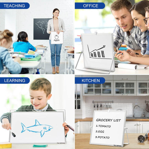 Small Magnetic Desktop White Board, 12 x 12 Inches Mini Portable Dry Erase Board for Office and School