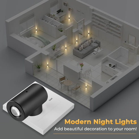 Wall,Dimmable 0-200LM 3000K 4 Pack TSEXES LED Night Lights Plug into Plug in Night Light, Dusk to Dawn, Bright
