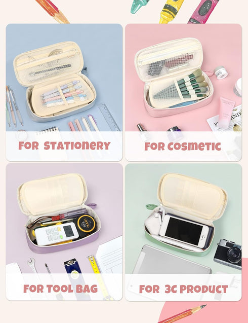 SUNEE Cute Pencil Case, Aesthetic Pen Pouch, Large Pencil Bag with Zipper, Kawaii Storage for School Supplies