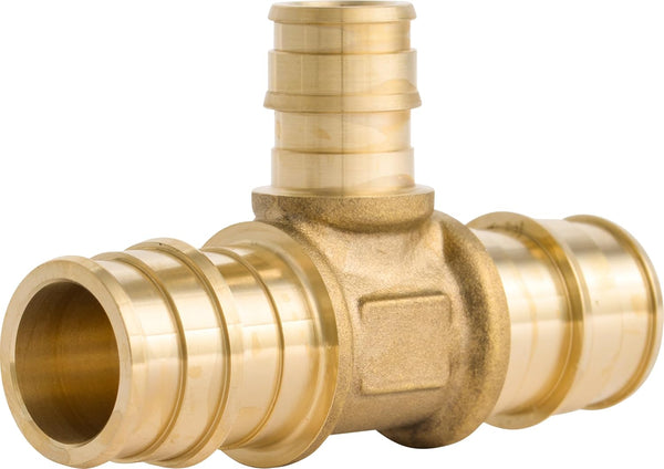 SharkBite 3/4 Inch x 3/4 Inch x 1/2 Inch Expansion Reducing Tee Fitting for PEX-A Pipe, Brass Plumbing Fittings