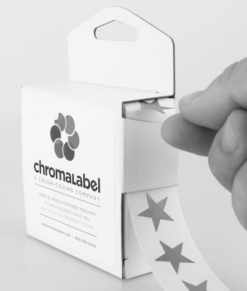 ChromaLabel 0.75 Inch Color Code Star Labels, 1000 Labels per Dispenser Box, Black