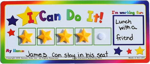 Kenson Kids “I Can Do It!” Token Board, Colorful Magnetic Rewards Chart, Customizable Goal Box, Ages 3-10, 5" x 11"