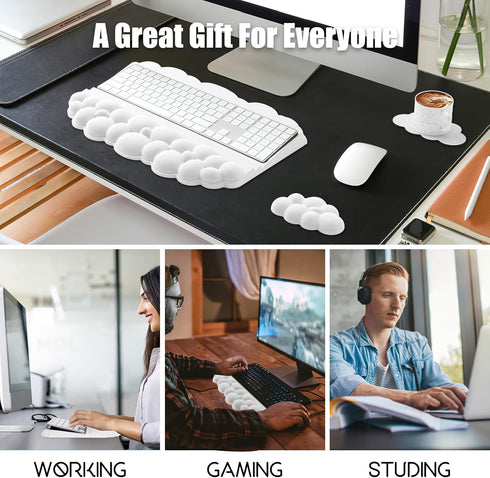 Set, Ergonomic Wrist Rest for Keyboard and Mouse, Soft Memory Foam Cloud Keyboard Stand Pad with Wrist Rest Easy