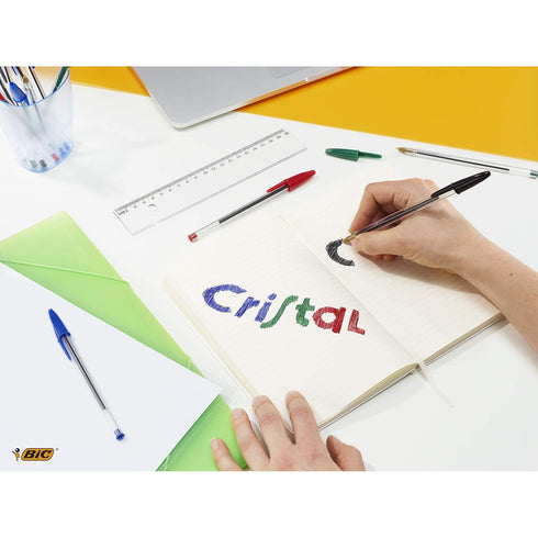 BIC Cristal Ballpoint Pen - Black - Pack of 4 Comfortable and Super-Durable Ballpoint Pens Medium Point (1.0 mm)