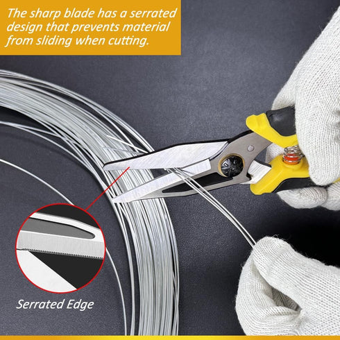Stainless Steel Industrial Scissors, Heavy Duty Utility Scissors with Non-Slip Handle & Safety Lock, 9-Inch