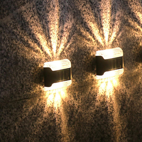 2pcs FRCOLOR Solar Wall Sconce Lights Warm White Waterproof Outdoor Solar Powered Lighting for Garden Patio Yard Fence
