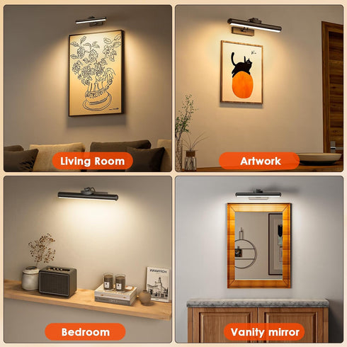 3 Dimmable 12.6" 1Pack Picture Light for Wall with Remote, Wireless Battery Operated Wall Lights with Colors & Timer