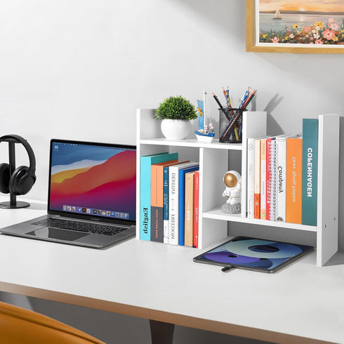 CITLOW Desktop Shelf Organizer - Adjustable Wood Desktop Bookshelf, Table Top Shelves, Desk Book Organizer for Office