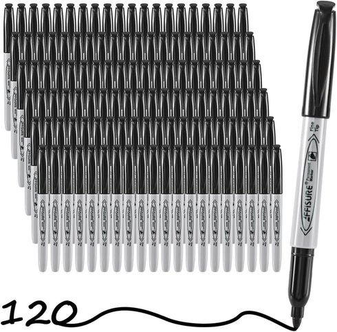 Permanent Markers - 120 Pack Quick Drying Waterproof Office Supplies, Durable for Glass, Tiles, Cloth (Gray Shell)