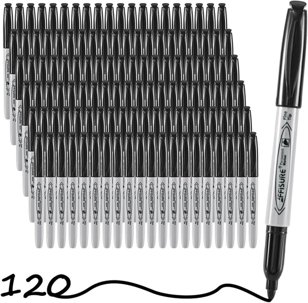 Permanent Markers - 120 Pack Quick Drying Waterproof Office Supplies, Durable for Glass, Tiles, Cloth (Gray Shell)
