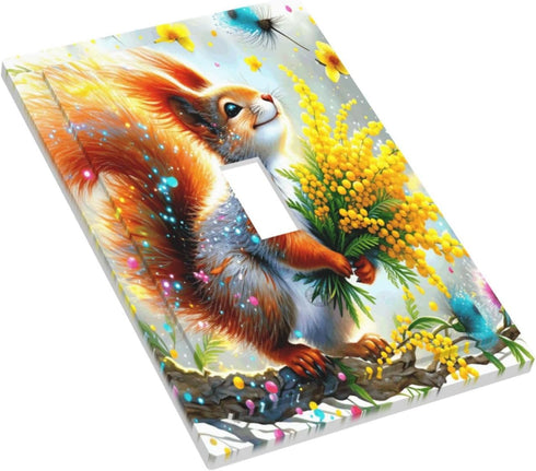 Sturin 1 3X5 Colorful Squirrel Wall Plate Light Switch Cover Gang Single Toggle Toggle Switch Art Plates