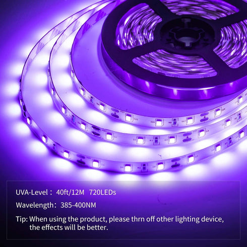 40 720 12V Foot Led Black Light Strip Kit, Units Led, Flexible Blacklight Fixtures, Non-Waterproof