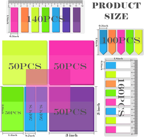 BAYTORY 700 Sheets Transparent Sticky Notes, Clear Bright Waterproof 3 x 3 inch Memo Pad for Annotating Books