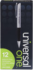 Universal 15540 Advanced Ink Retractable Ballpoint Pen, Black Ink, Silver, 1mm, Dozen