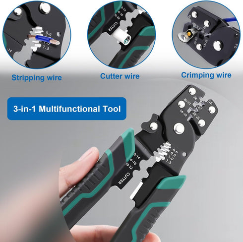 smseace 580pcs Closed End Crimp Terminal with Wire Stripper Crimping Tool, 3-Values Wire End Caps for 22-10AWG