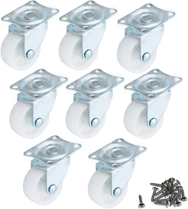 HOWDIA 1 Inch Swivel Caster Wheels, 360° Rotatable Rubber Base Trolley Wheels, 8-Pack Heavy-Duty Non-Marking Design
