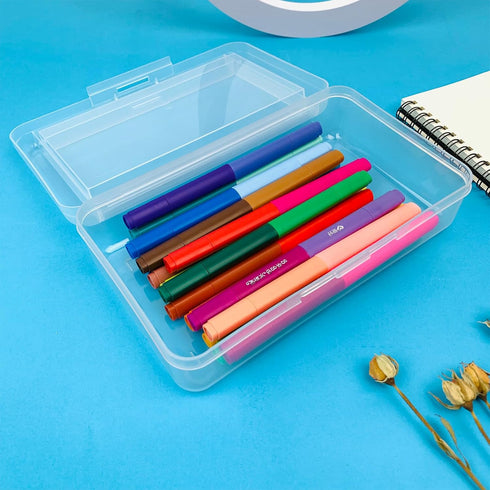 Large Capacity Clear Stationery Box, Double-Layer Plastic Organizer, Supply Box for Office, Students, and Home