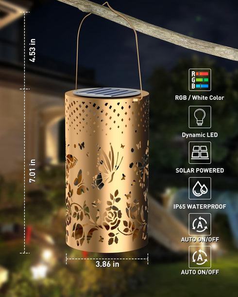 long-stars Lights,10LED 6 1Pack Solar Lanterns Outdoor Hanging Lights ,Waterproof Solar Table Lamps with RGB Color
