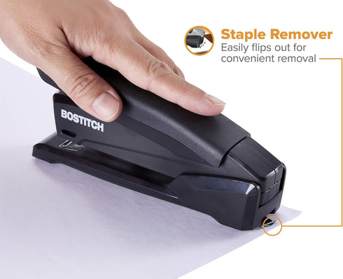 Bostitch Office Black Executive Stapler (INP20-BLK), 20 Sheet Capacity, One Finger Stapling, 210 Staples, Integrated