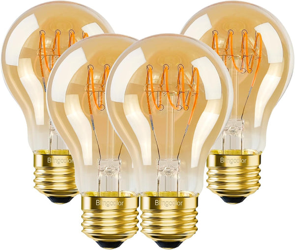A19 Vintage 6W LED Edison Light Bulbs 60 Watt Equivalent, Dimmable E26