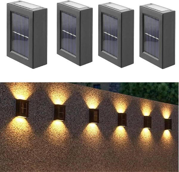 ASLIDECOR Solar Wall Lights UP Down 4 Pack,Illuminate Outdoor Sunlight Sensor Lamp